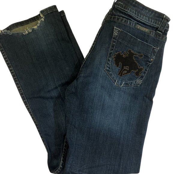 Cowgirl Tuff Bronc Dark Wash Y2K Midrise 32x33 Boot Cut Western Jean 32x33 - Picture 1 of 15